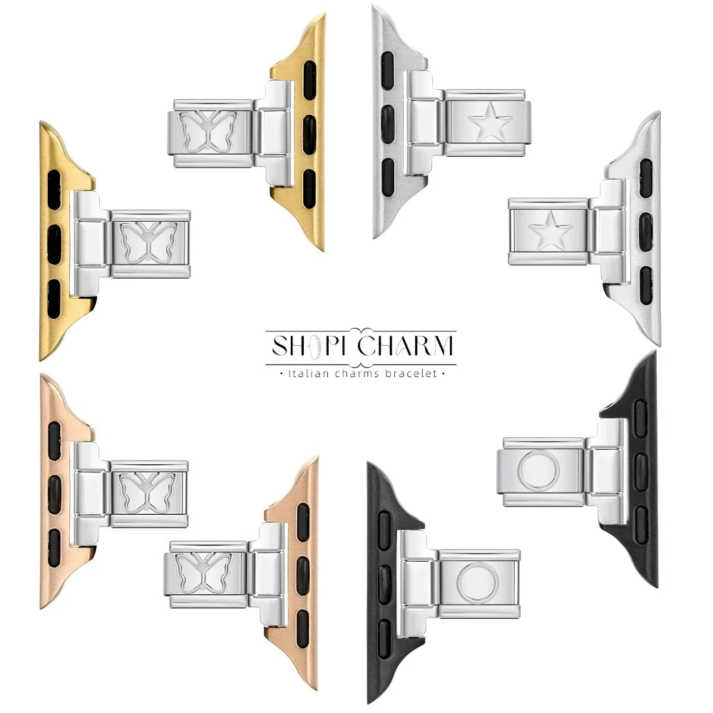 Shopi Strap Connector Butterfly Star Smart Watch Adapter 38/40/41mm Stainless Steel Italian Bracelet Wholesale Drop Shipping