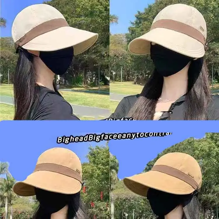 UPF50+ Wide Brim Sun Hat for Women Two Tone Bucket Hat with Mask Holder Quick Dry Large Head UV Protection Cap