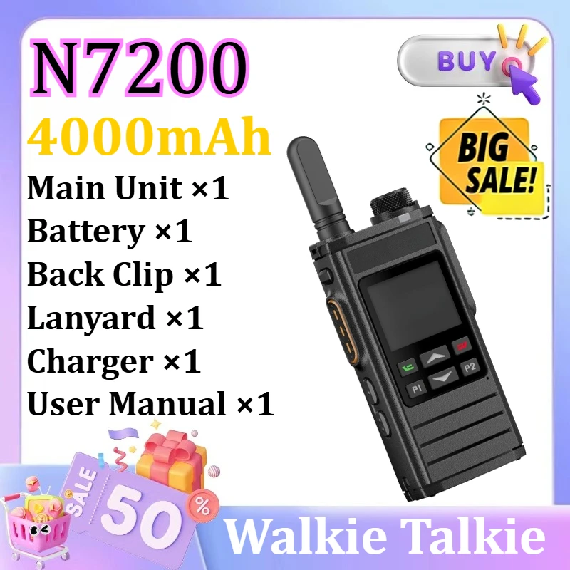 N7200 Walkie Talkie 5g Sim Card Network WiFi 4G GPS Bluetooth Cell Phone Global POC Radio Long Range Two Way Radio