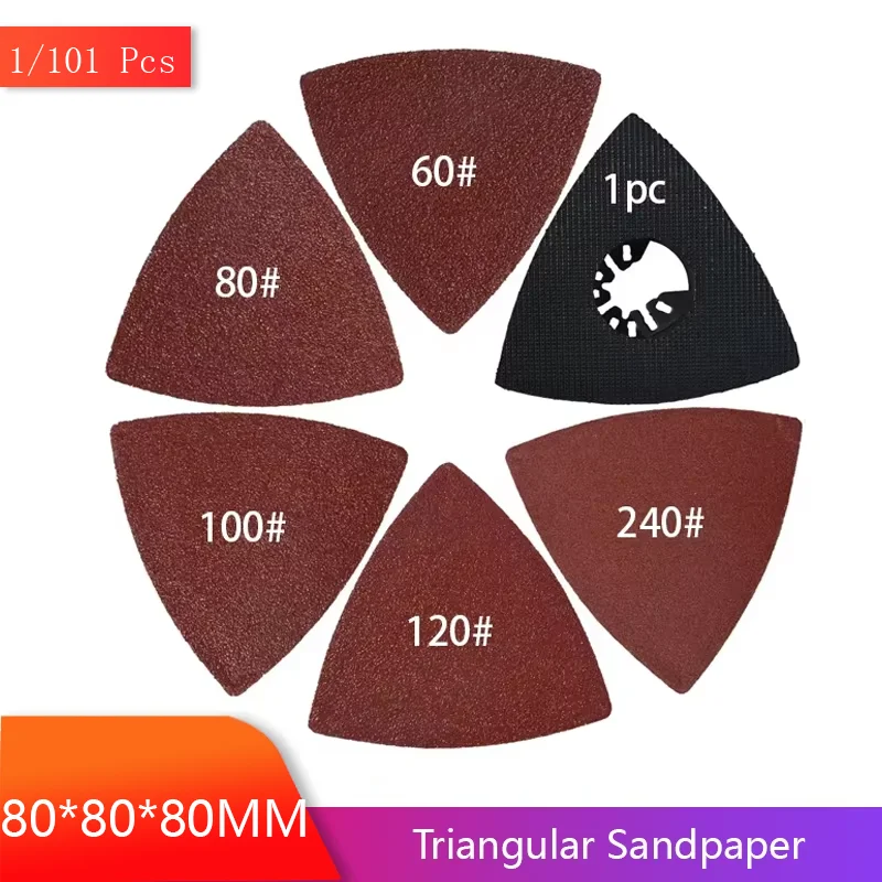 1/101pcs Hook & Loop Triangular Sanding Pad 3-1/8 Inch Sandpaper 60 -1000 Grits Triangle Multitool Sanding Disc Kit for Grinding
