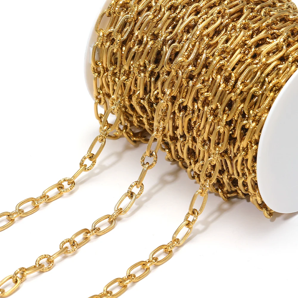 

1 Meter High Quality Stainless Steel Embossing Oval Chains Punk Necklace Chains for DIY Jewelry Bracelets Making Findings Bulk