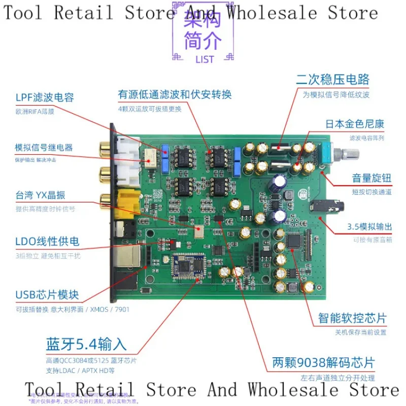 Xiaoying D5 LDAC Bluetooth Dual ES9038 Decoder 5.4 Lossless Audiophile Wireless Audio APTX Receiver