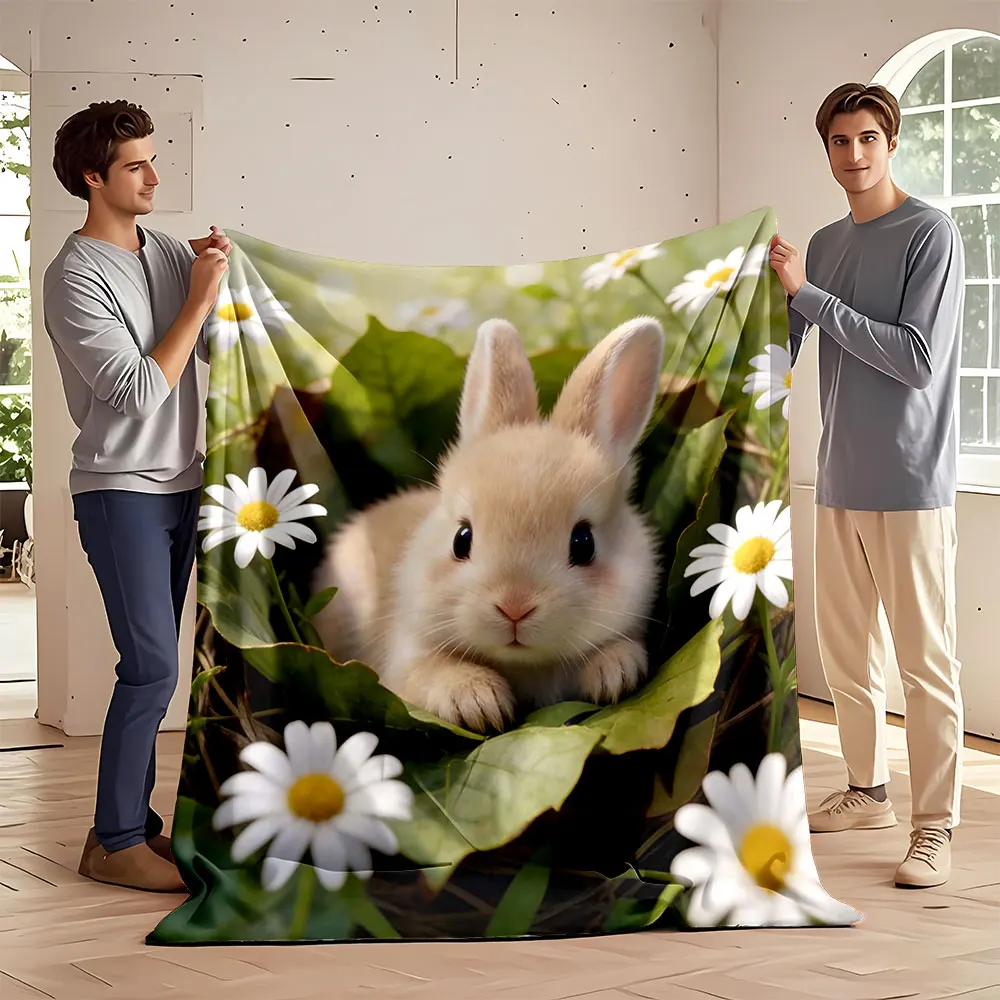 Multi Size Cute Animal Grassland Print Blanket Suitable for All Seasons Adult Children for Sofa Home Travel Camping Picnic