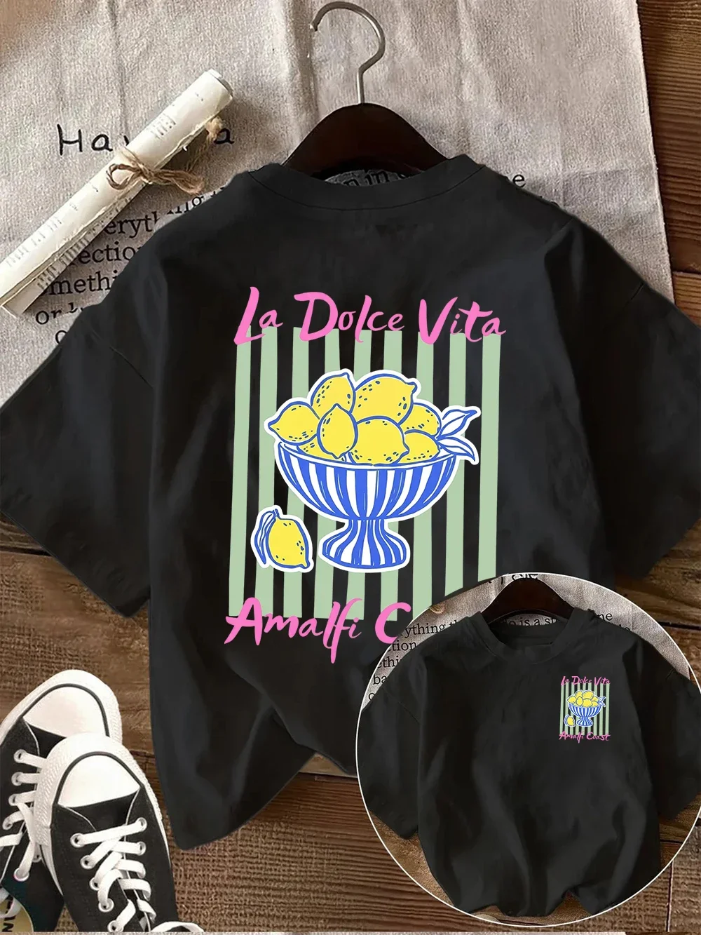 La Dolce Vita Amalfi Coast Graphic Tee Italy Summer Vacation Style T-shirt Casual Short Sleeve Top Mediterranean Vibe Apparel