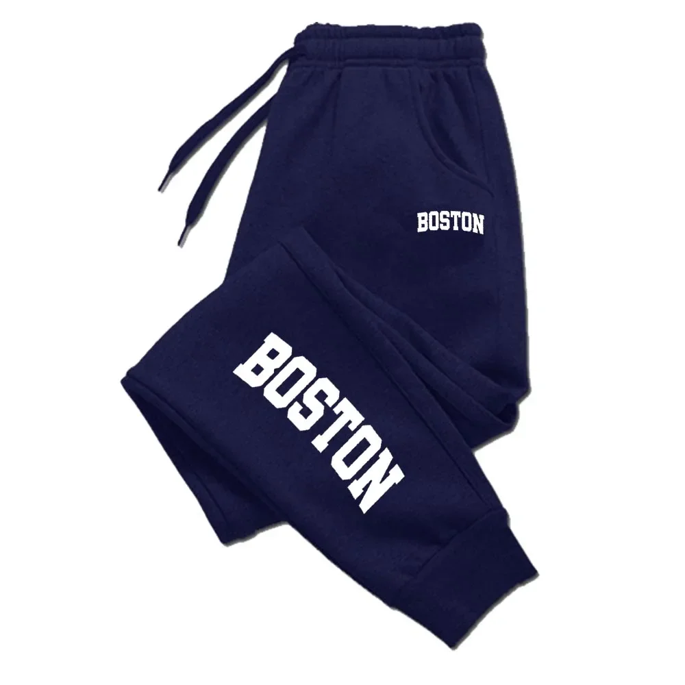 

Спортивные штаны BOSTON, новые спортивные штаны для бега, повседневные осенние брюки с буквенным принтом, женские брюки с принтом, 2025 год, карман на шнурке