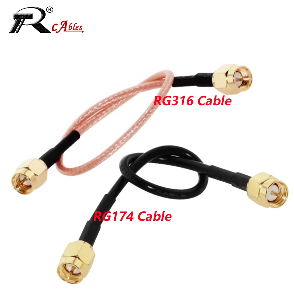 5PCS RG316 RG174 Cable SMA to SMA Male Plug & Female Jack Nut Bulkhead Connector RF Jumper Pigtail Wire Terminal 4inch~10FT