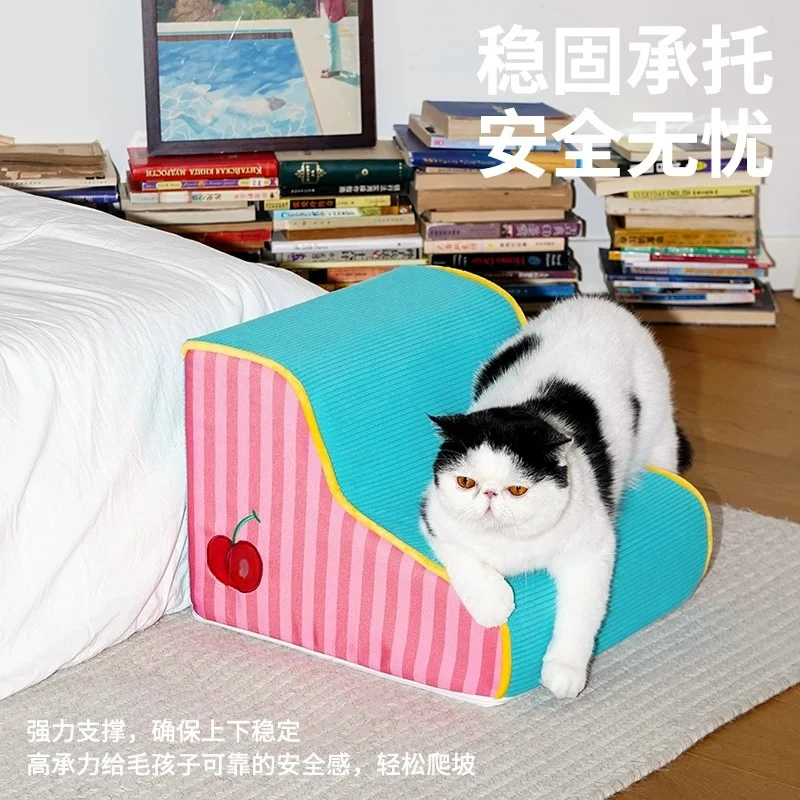 Pet staircase steps Small dog bed ladder Senior dog bedside ladder Removable sponge