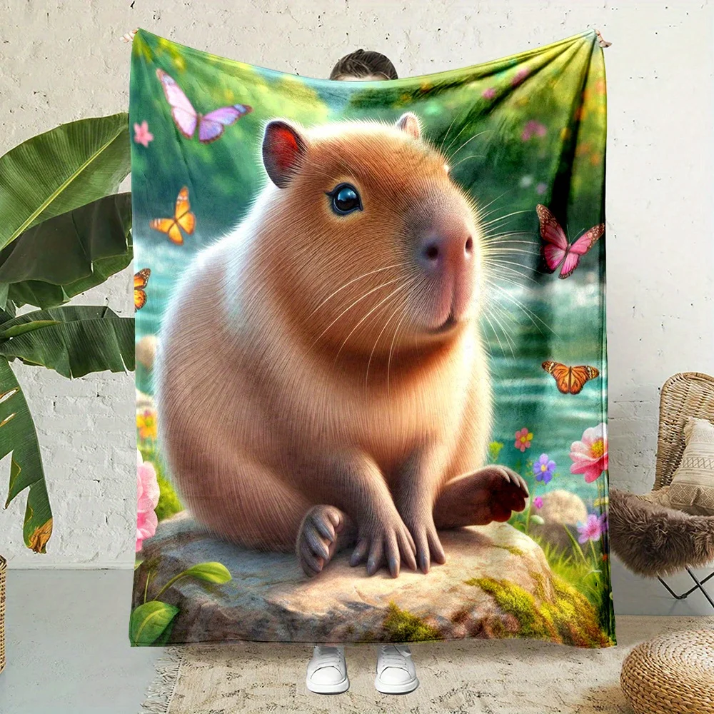 Super Soft Squirrel Woodland Animal Print Throw Blanket Cozy Fleece Picnic Decorative Gift for Baby Kids Nursery