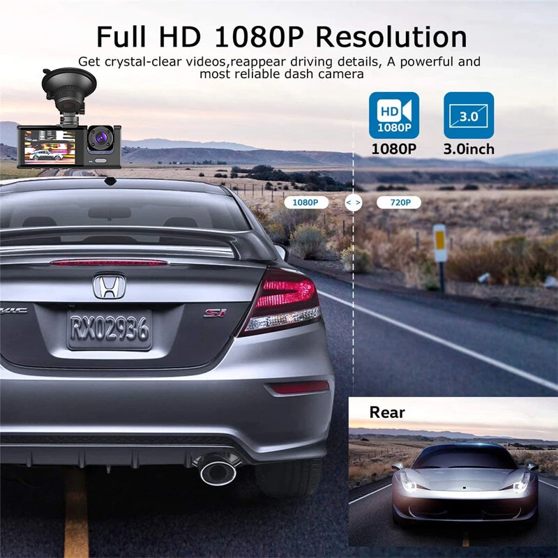 Car DVR  3 Cameras HD 1080P 2.0 Inches Dash Cam Car Video Recorder Dash Cam 24H-Video Parking Monitor Black Box Car Assecories