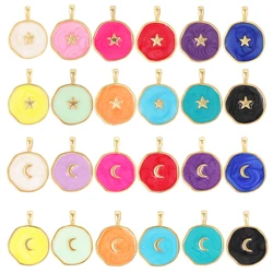 Dangle Star Moon Enamel Charm  Pink Orange Turquoise Red Pendant Oil Dropped,Gold Plated Colour,Necklace Bracelet Pendant K02