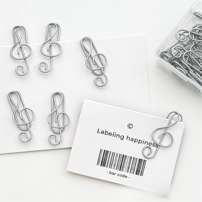 10Pcs Korean INS-style Silver Musical Note Paperclips Girls' Notebook Index Bookmark Memo Photo DIY Decorative Clips File Binder