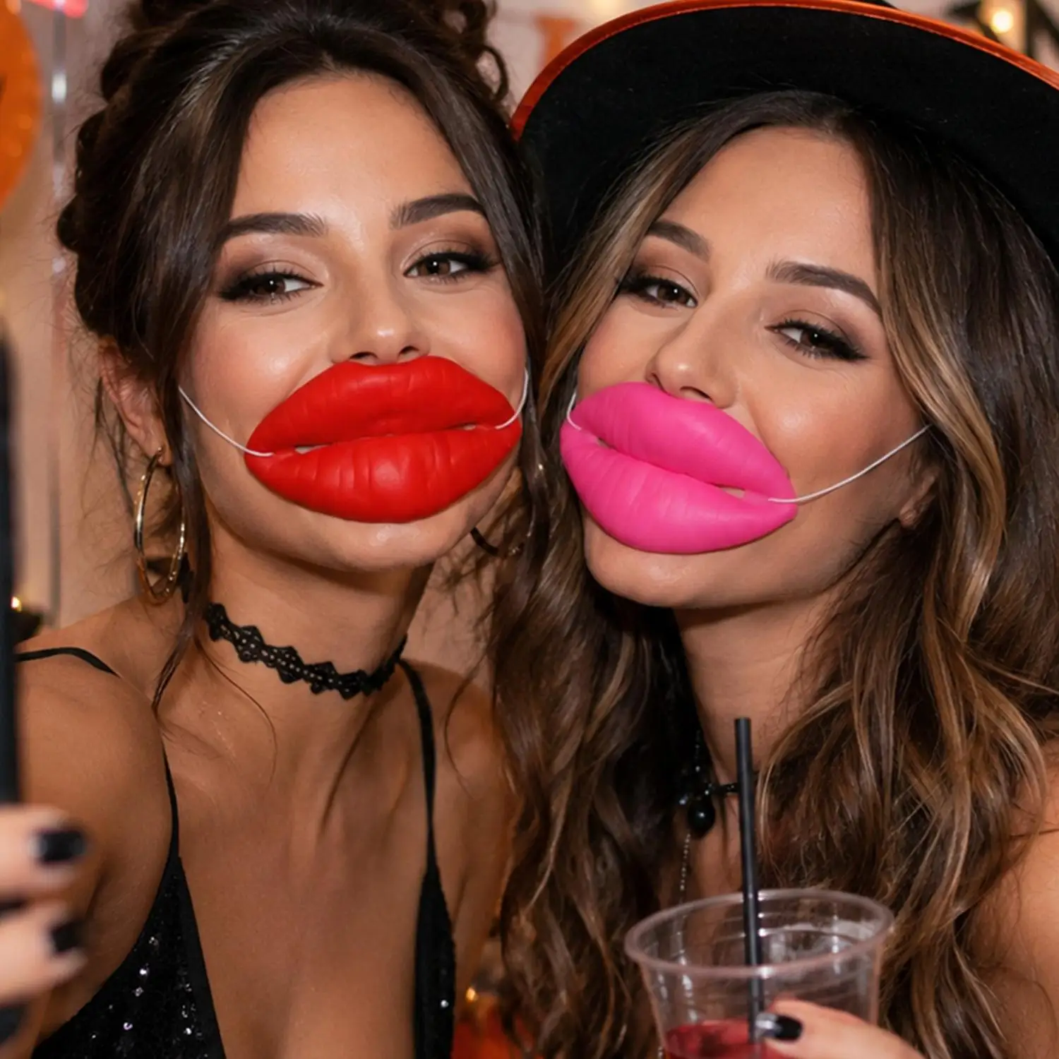 1/10Pcs Funny Sausage Red Lips Thick Halloween Funny Horror Latex Mask Prank Stuff Cosplay Party Props Big Mouth Fun Photo Props