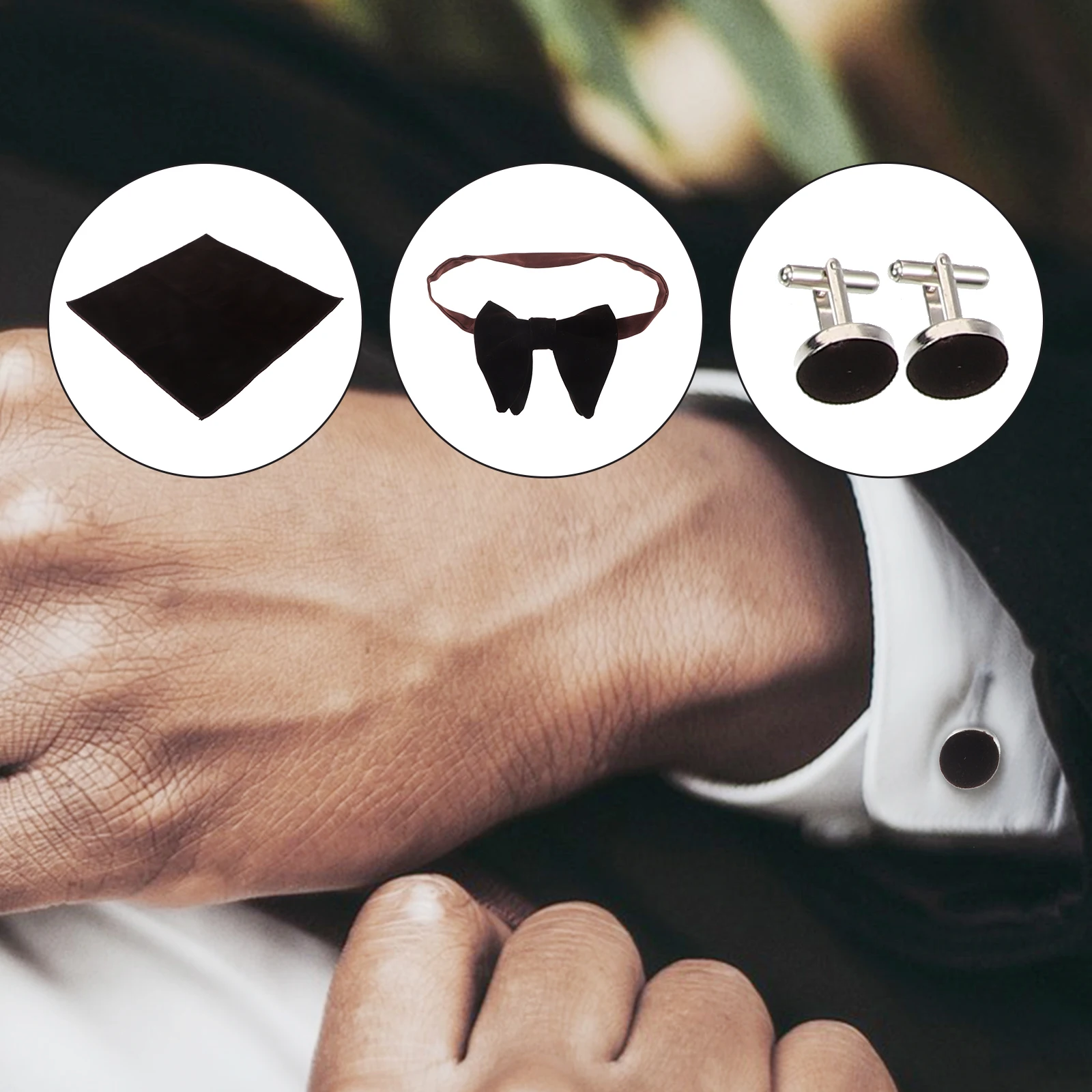 Bow Tie Men Wedding Groom Suit Tuxedo Groom Tuxedo Cufflinks Costume Accessories Cuff Links H kerchief Mens Fashion Gifts