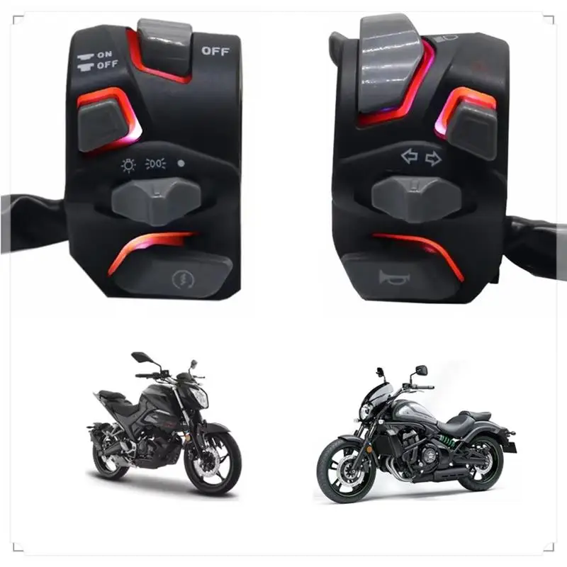 Motorstuur Multi-Schakelaar 7/8In 22Mm Met LED Voor Koplamp En Knipperlicht, Waarschuwingssignaal, claxon Startknop