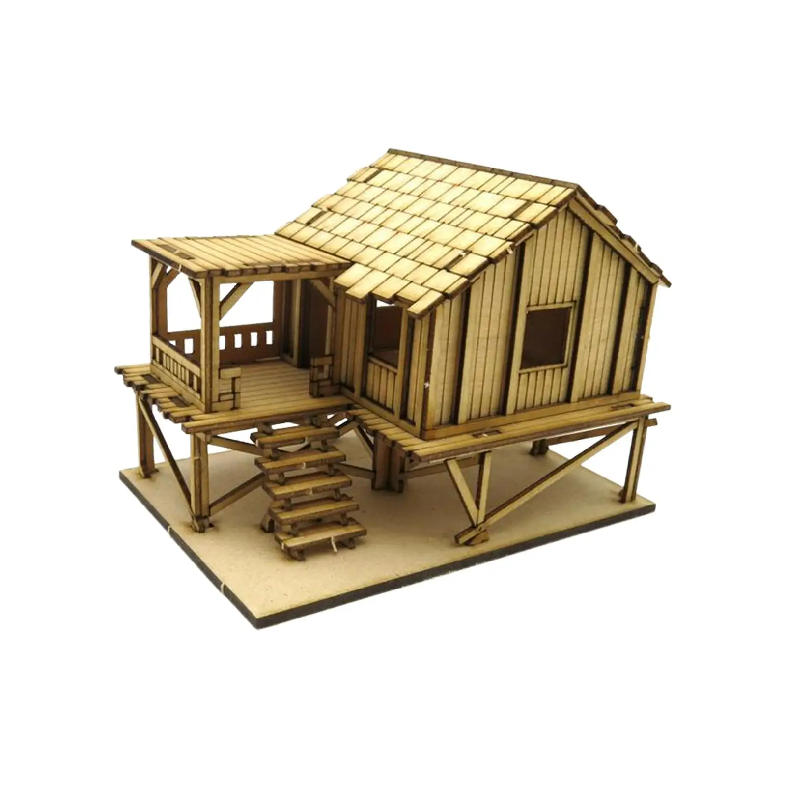 1/72 Wooden Cabin DIY Painting Wooden 3D Puzzle House Modeling Kits for Accessory Architecture Model War Scene Sand Table Decor