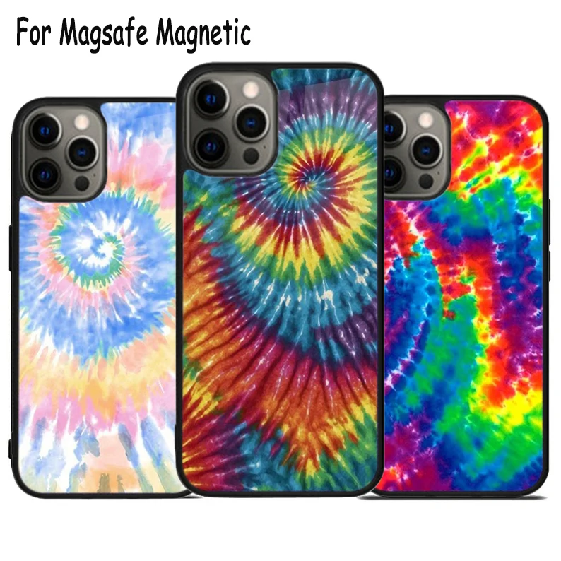 Psychedelic Tie Dye Swirl Art Wireless Charge Magsafe Phone Case For iPhone 15 16 14 13 11 12 Pro Max Plus Magnetic Bumper Cover