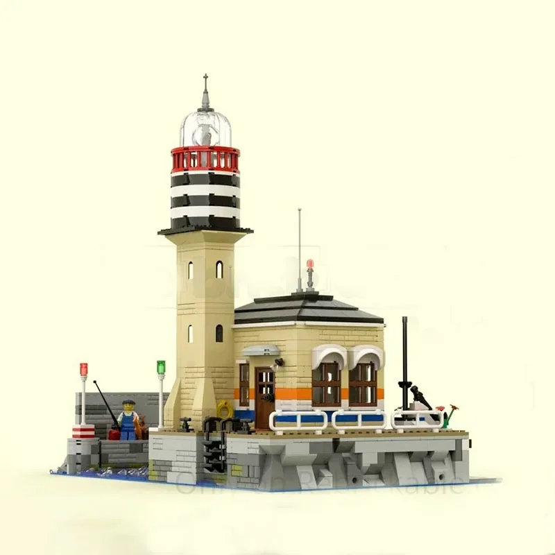 Moc Bausteine Architektur Modell Meer Leuchtturm Station Technologie Modulare Bausteine Festival Geschenk Spielzeug DIY Set
