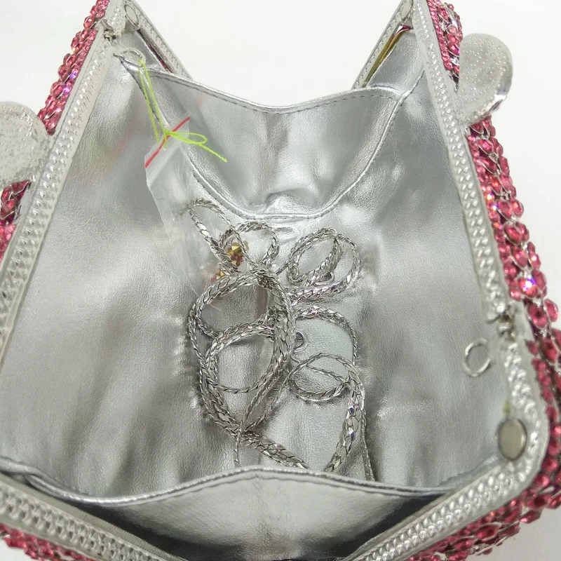 Boutique De FGG Fuchsia Clutch Damen Abendtaschen und Clutches Blumen-Strass-Handtaschen Hochzeitsfeier Blumen-Minaudiere-Geldbörse – Detail 8
