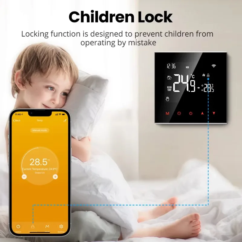 Termostato de aquecimento de piso elétrico Smart Wifi programável programável WT100