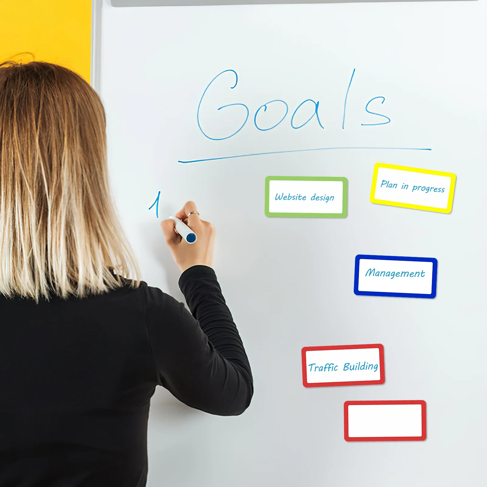 20 قطعة ملصقات السبورة المغناطيسية القابلة للمسح وقابلة لإعادة الاستخدام وقابلة للكتابة 10x5 سنتيمتر لحاويات رفوف الثلاجة متعددة الوظائف