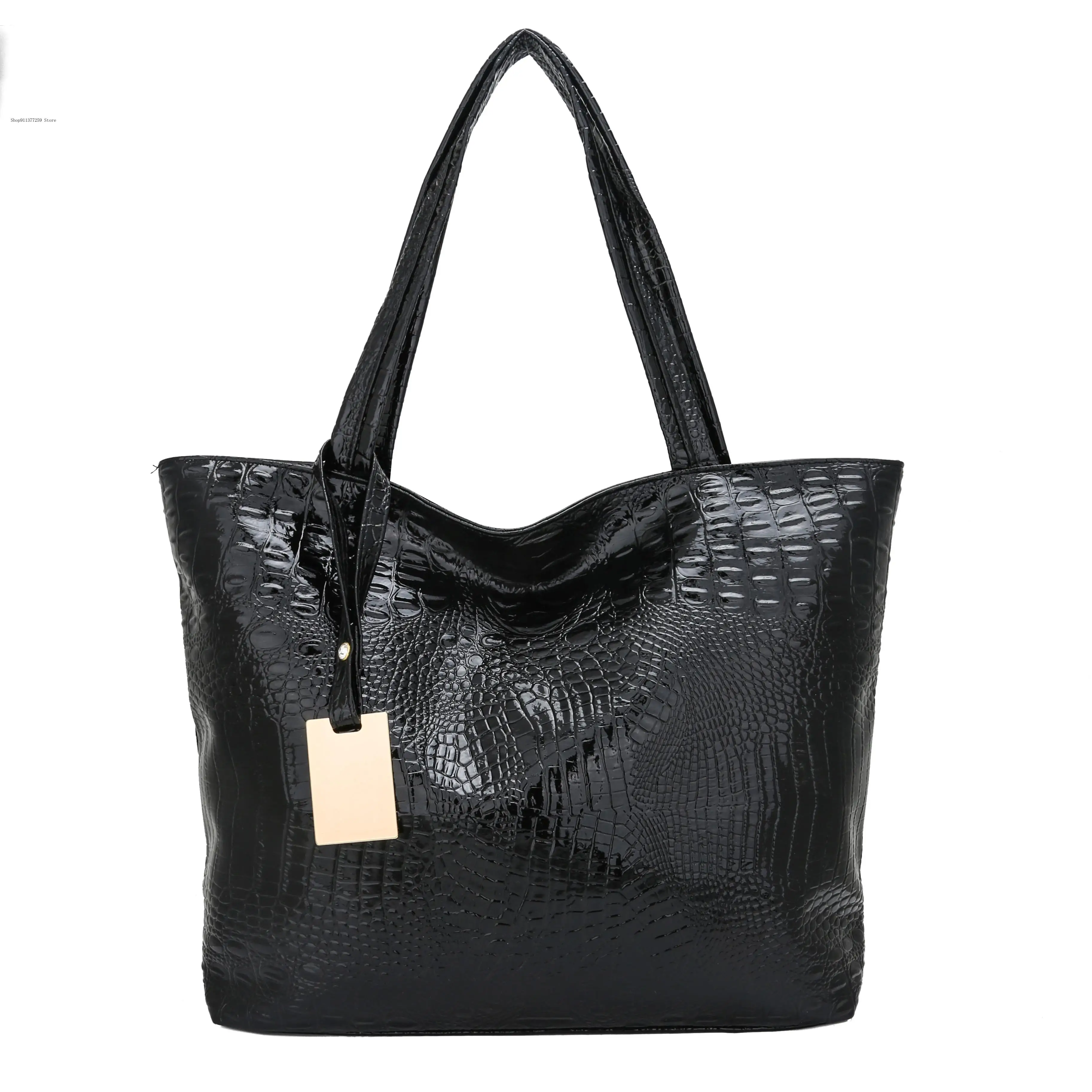 Casual Women Shoulder Bag Silver Gold Black Crocodile Pattern Handbag Pu Leather Women\'s Large Capacity Handbag