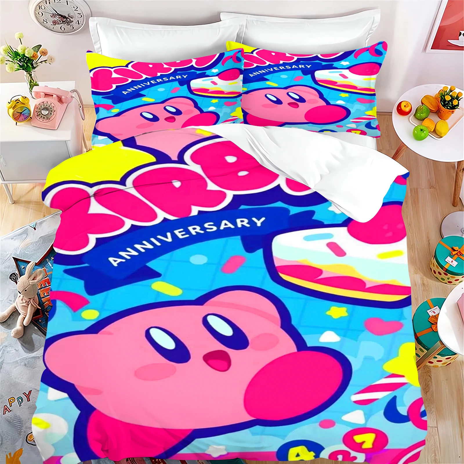 

Kirby-Quilt Cover Bedding Set for Teen Bedroom, 100% Polyester Decor, Ultra Soft, Comfortable, Cute, Various Size, New Designer