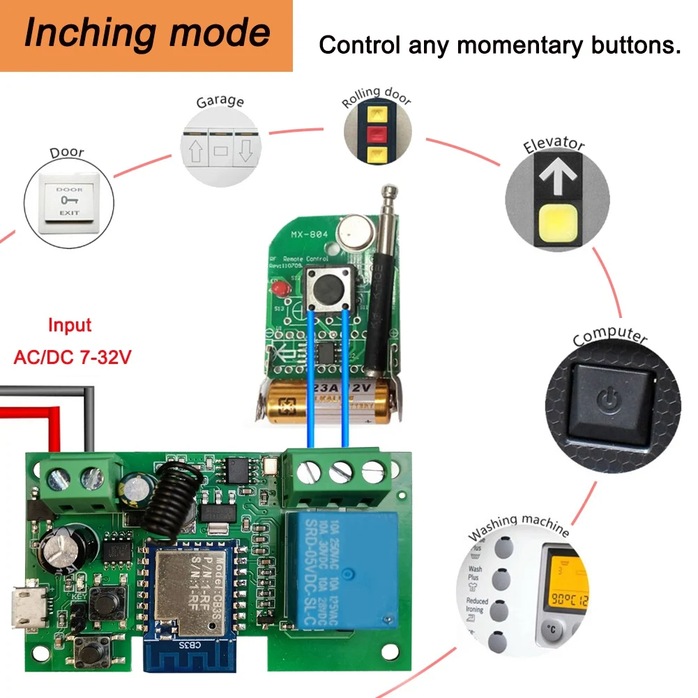 Tuya Smart Life App Switch, télécommande, minuterie, autobloquant, fonctionne avec Google Home, contrôle bidirectionnel, WiFi, 12V