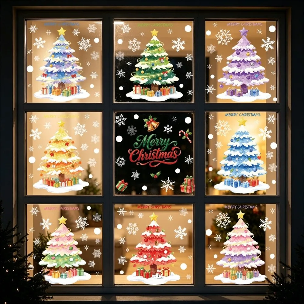 Waterproof Christmas Static Cling Decal Removable Static Exquisite Glass Window Sticker Festive Atmosphere Decorative Stickers