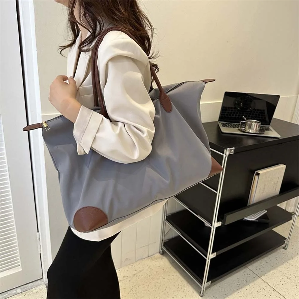 

Solid Color Oxford Tote Bag Waterproof Large Capacity Nylon Shoulder Bag Travel Wash Bag Mommy Bag Simple Underarm Bag Outdoor