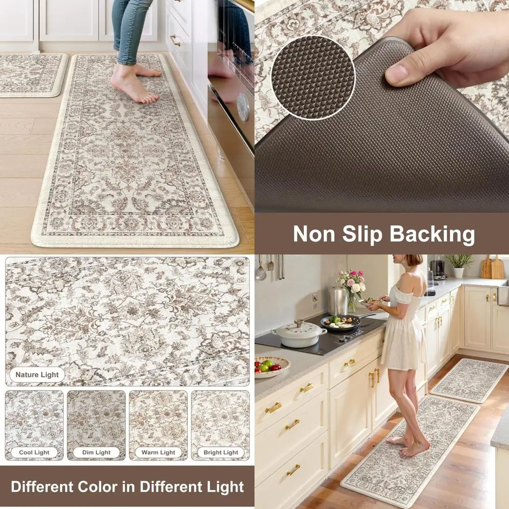

Кухонные коврики против усталости, 2-компонентные коврики в стиле бохо для фермерского дома, нескользящие, из пены с эффектом памяти, 20x47 и 20x32, для кухни, стирки, офиса, дома