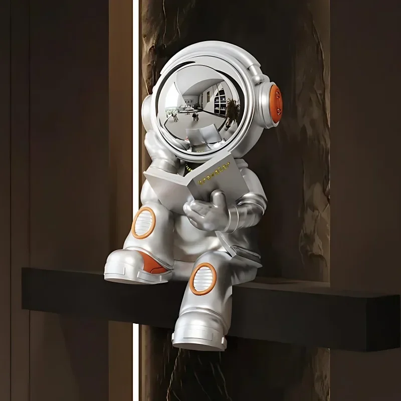 Creative Reading Astronaut Activity Figure Resin Sculpture Desktop Decoration Accessories,sound System,home Decorationpiggy Bank