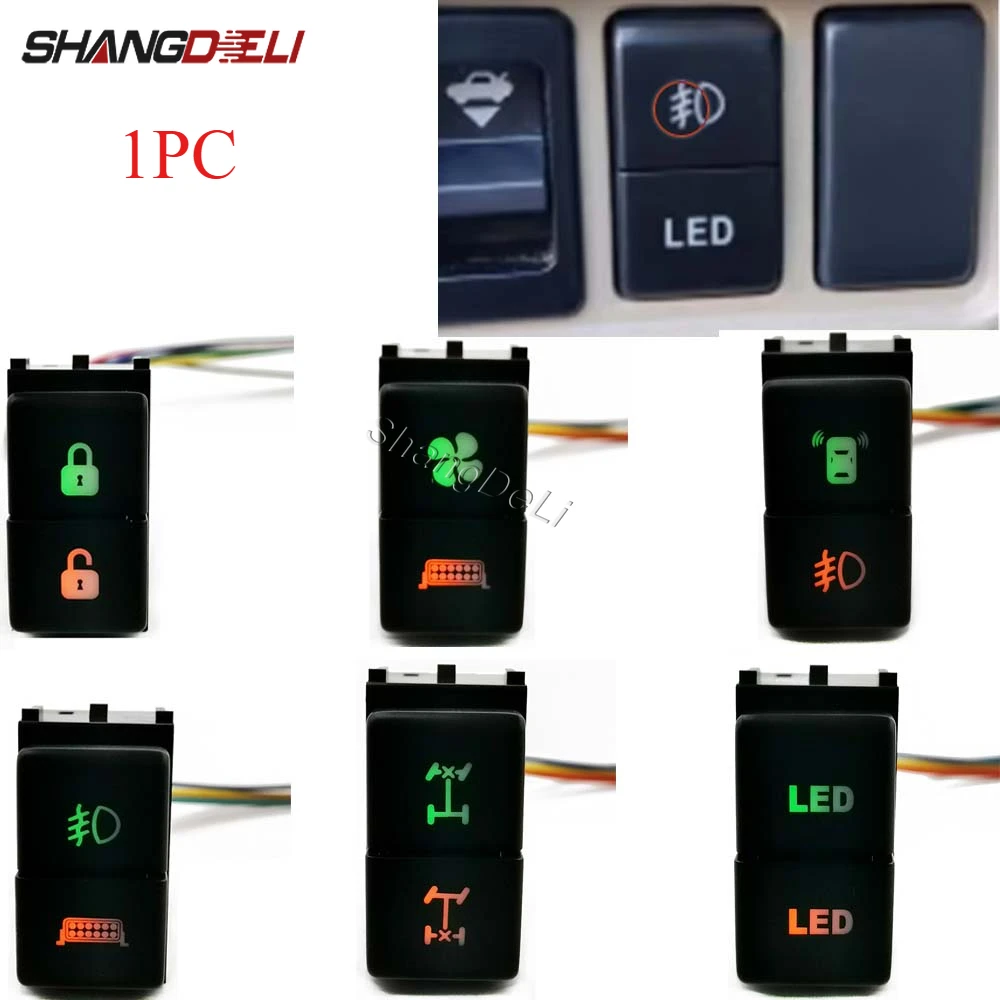 

1PC Car LED Locked Unlocked Fan Spotlight Radar LED Switch Button For Nissan Tiida Qhashqai X-TRAIL Patrol Y62 2008-2014