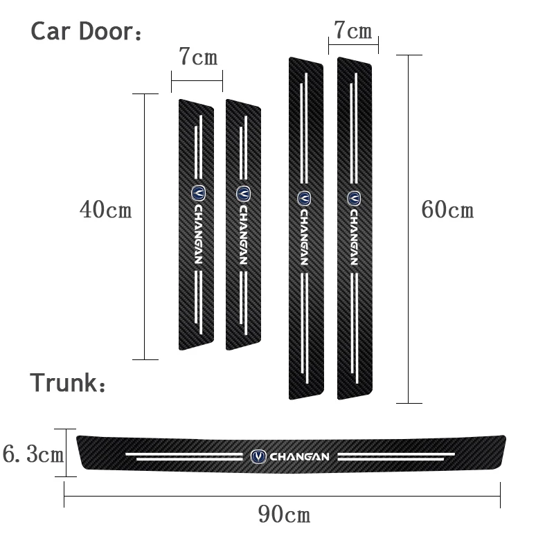 5Pcs Car Logo Threshold Door Sill Protector Anti Scratch For Changan CS75 CS35 Plus CS15 CS95 RAETON CX70 CS55 EADO CX20 Alsvin