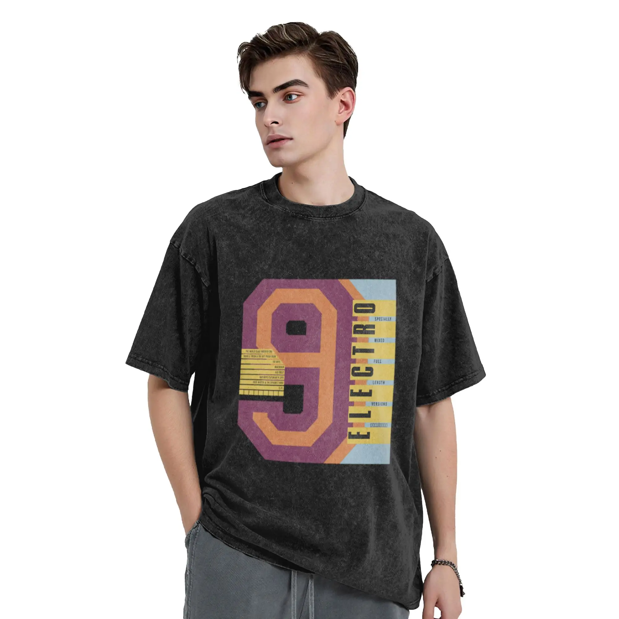Electro 9 Old School Hip Hop Unique Chic A Vintage Oversized Cotton Unisex T-Shirts