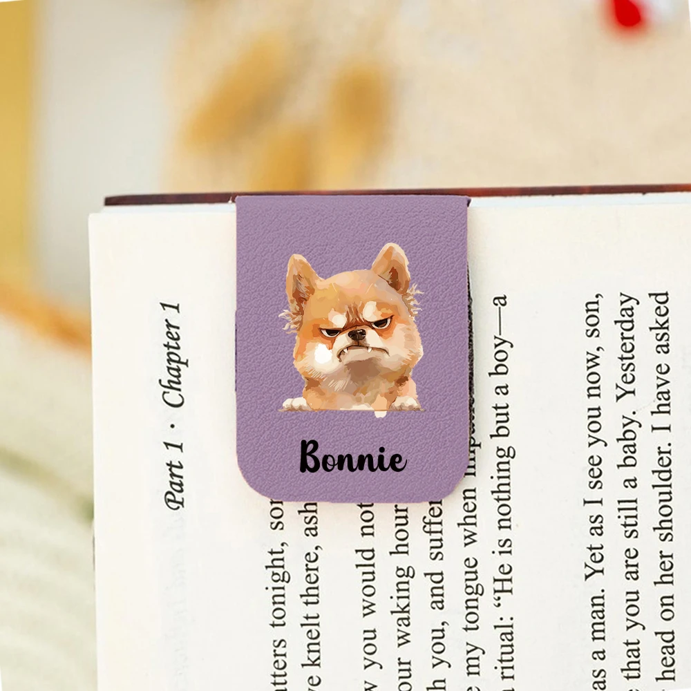 1PC Diy Puppy Custom Name Print Aqua Blue Leather Book Clip For Girl Gifts