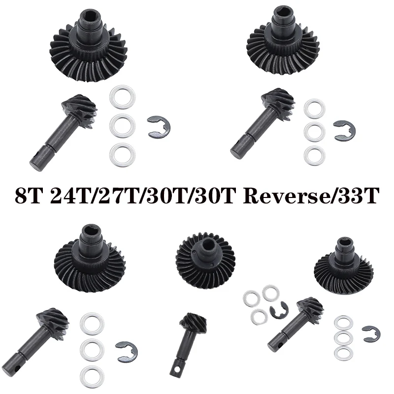 

8T 24T/27T/30T/33T AR44 Locker Bevel Gears Overdrive for 1/10 RC Rock Crawler Axial SCX10 I II III 90046 Capra 1.9 Portal Axle