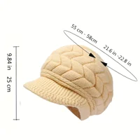 Retro women's winter warm knitted cap, cold weather running, camping, walking fashionable skiing cap with sun hat 6