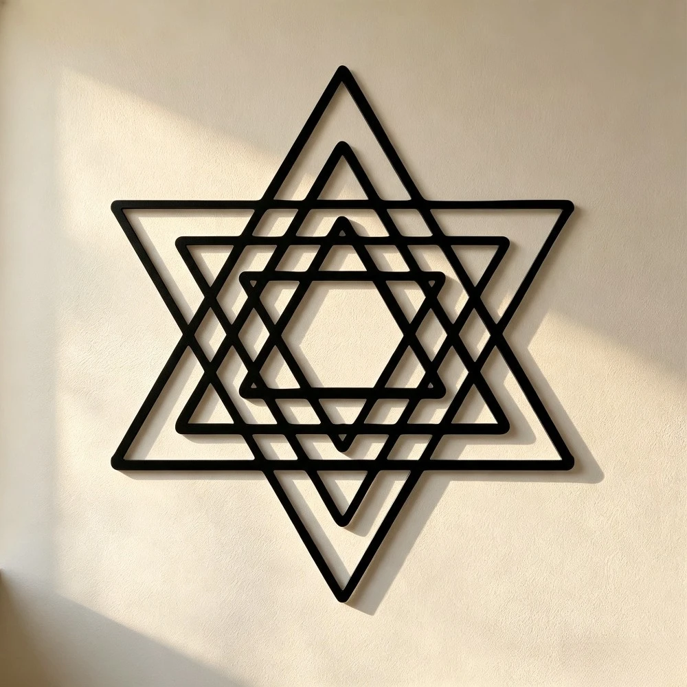 CIFBUY Art mural en métal, étoile de David, symbole juif, décoration minimaliste moderne, sculpture plate 2D pour salon, chambre à coucher, bureau