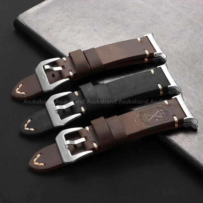 Per Samsung Galaxy Watch Ultra stile militare cinturino per orologio vintage in vera pelle cinturino da polso fatto a mano per orologio 7 47mm per uomo