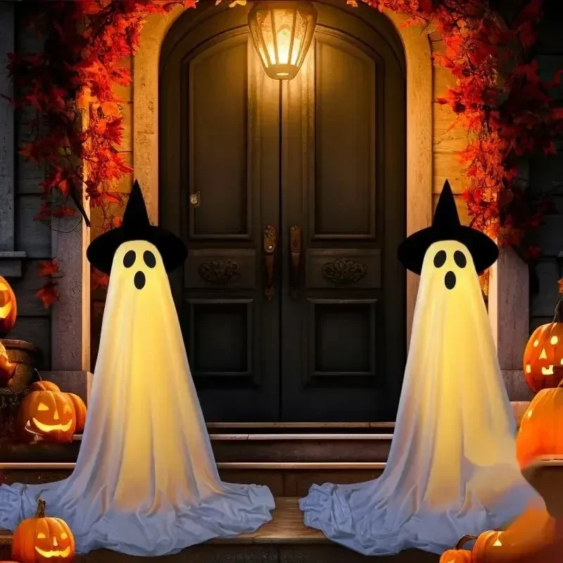 Halloween Spooky Ghost Decorations Outdoor Glowing Ghost Decorations Remote-Controlled Luminescent Indoor Spooky Ghost Light