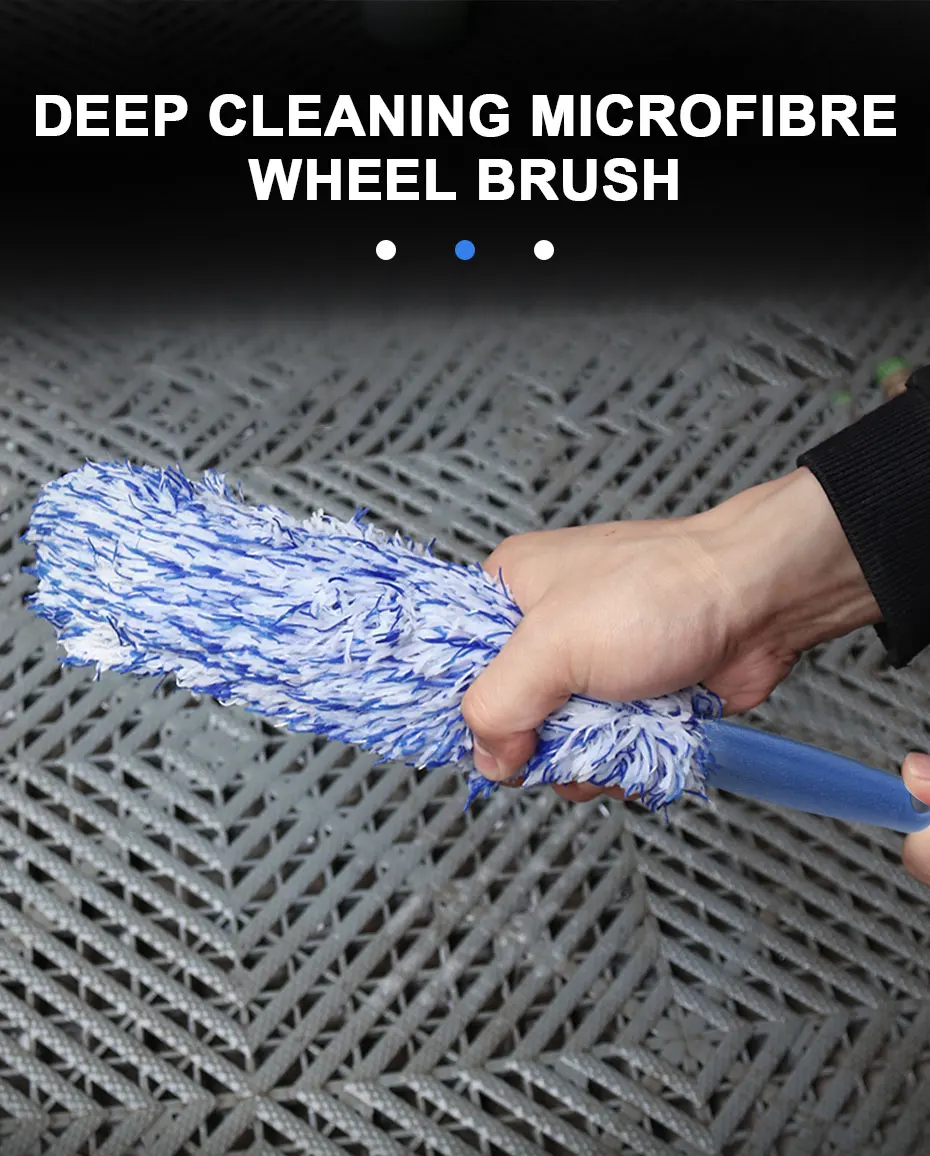 Auto-Felgenreinigungsbürste, tragbare Plüsch-Felgenbürste, Waschwerkzeug, Auto-Detailing-Pflege, Staubentfernungsbürste – Detail 3