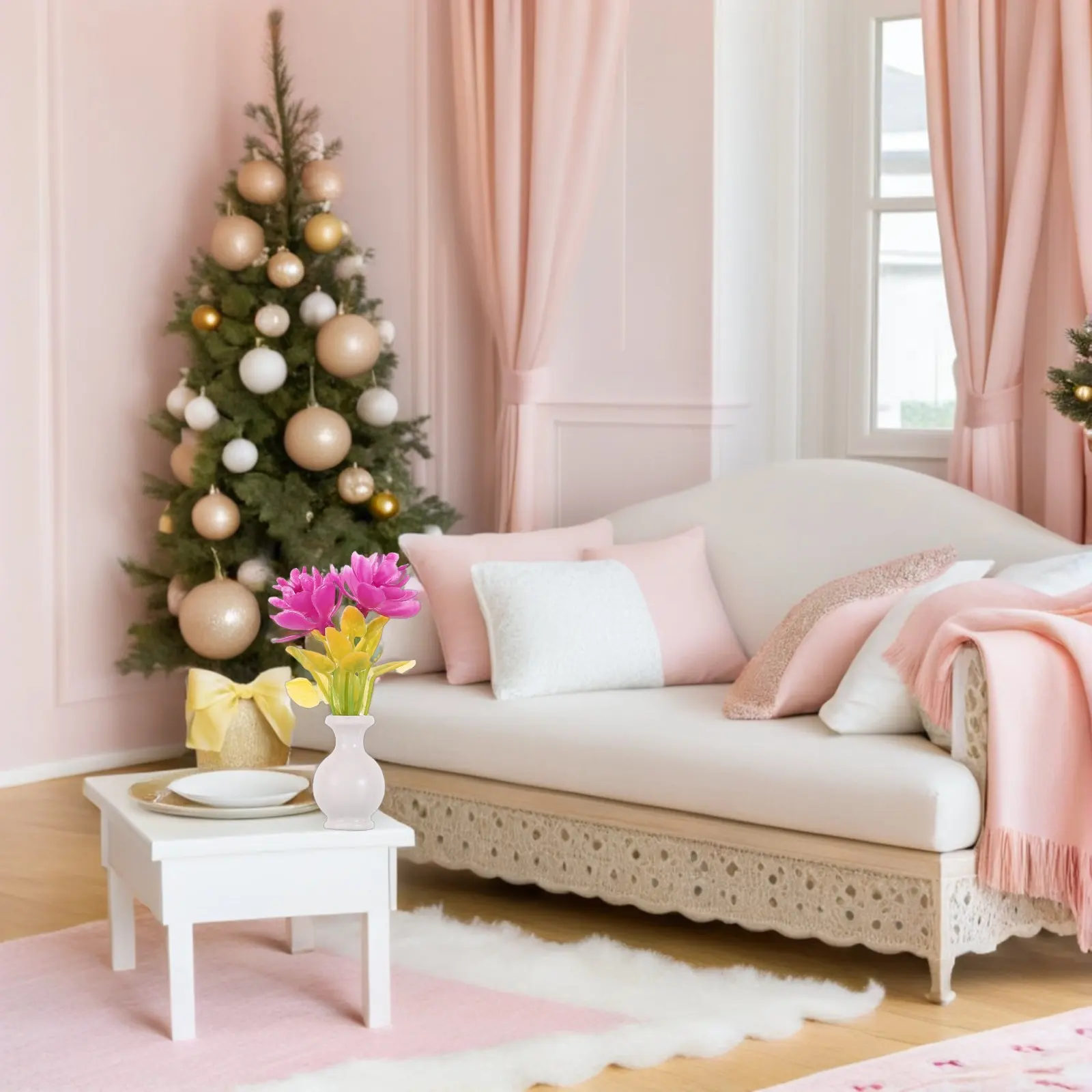 

Набор из 4 миниатюрных искусственных цветов в горшках: реалистичные маленькие цветы для декора кукольного домика и сказочного сада