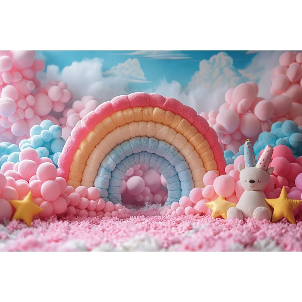 Arch Rainbow Balloon Newborn Baby Birthday Party Photography Backdrop Princess Girl Kids Portrait Cake Smash Photo Background