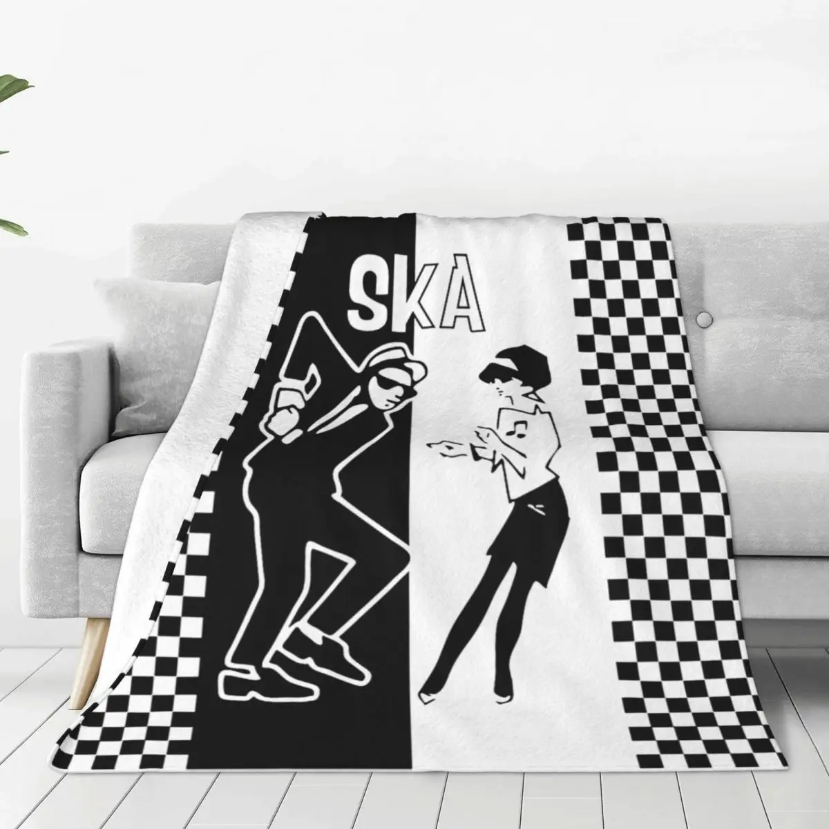 Punk Rock 2 Tone Music Ska Skank Dance Blankets Coral Fleece Plush Textile Decor Two Tone Checkered Cozy Thin Throw Blankets