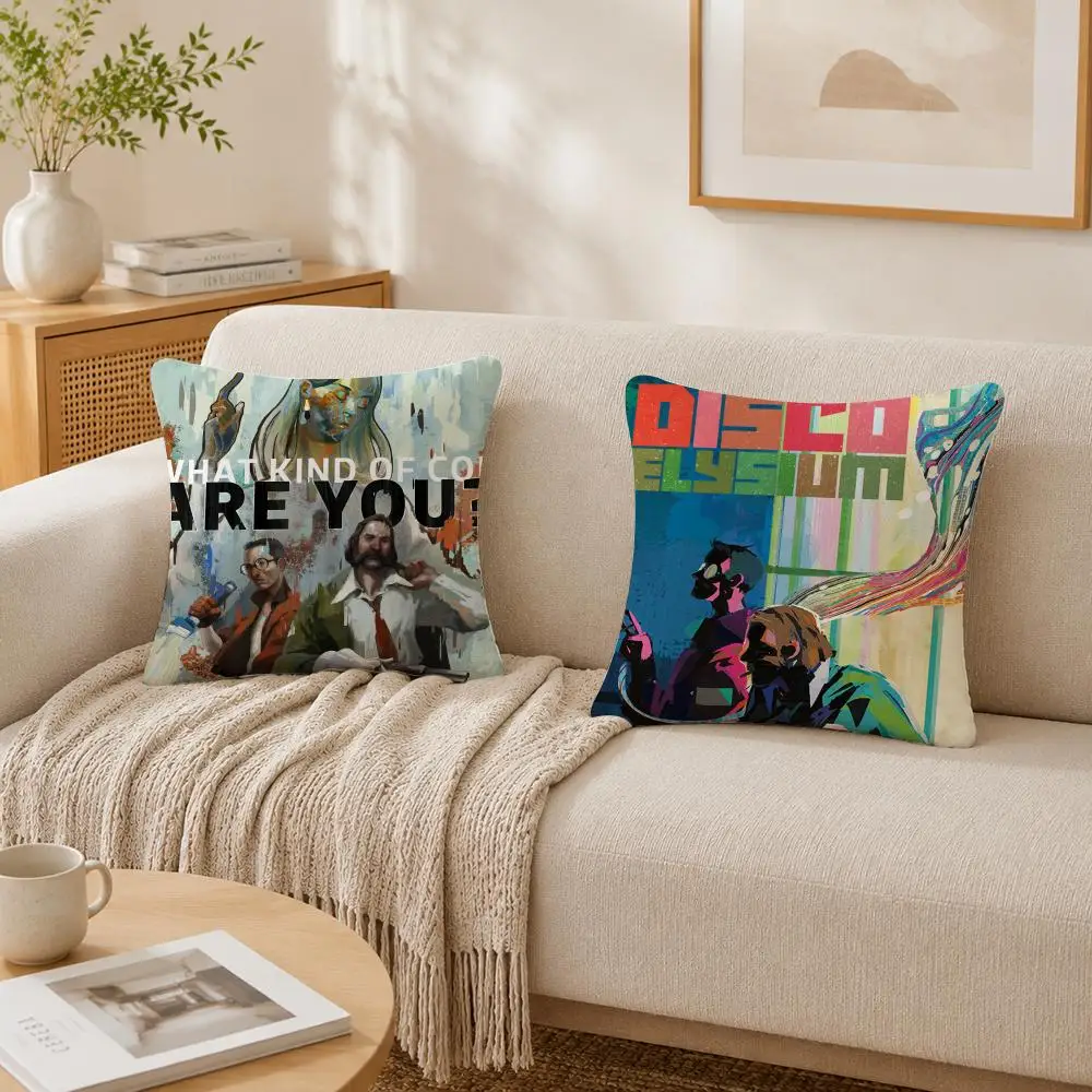 D-Disco Elysium Hot Video Game Cushion Cover Plush Decorative Pillow Case With Hidden Zipper Cutecore Room Decor For Home