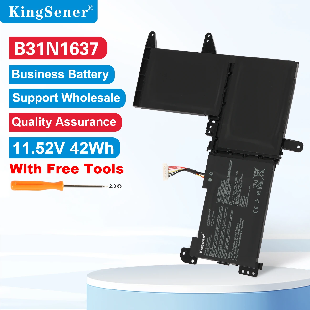 KingSener B31N1637 C31N1637 Laptop Battery for ASUS VivoBook X510 X510U X510UQ X510UA S510U S510UF S510UQ F510U F510UA F510UQ