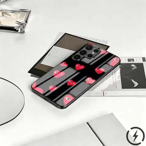 COMME DES GARCONS Phone Case For Samsung S26 S25 S24 S23 S22 S21 S20 Plus Ultra Note20 Glass Magnetic Case