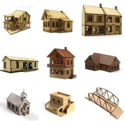 1/72 Scale Wooden House Assembly Puzzle Model Kit for DIY Home Decor