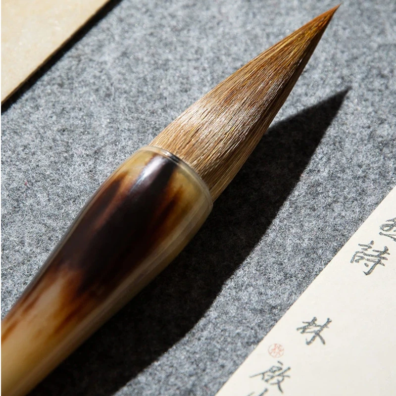 Ox Horn Large Chinese Calligraphy Brush Bucket Writing Brush Hopper Shaped Brush Traditional Chinese Painting Ink Art Creation