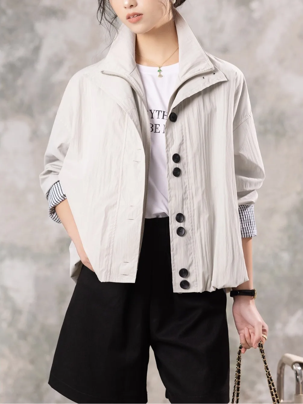 

Женская повседневная тонкая верхняя одежда Ele Casual, весна 2026, однотонная, стандартный крой, модная короткая куртка для ежедневных поездок на работу